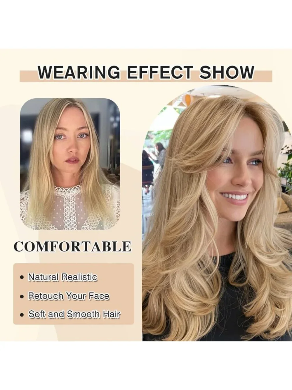 Women's Blonde Long Blonde Wavy Synthetic Platinum Layered Classic Wigs